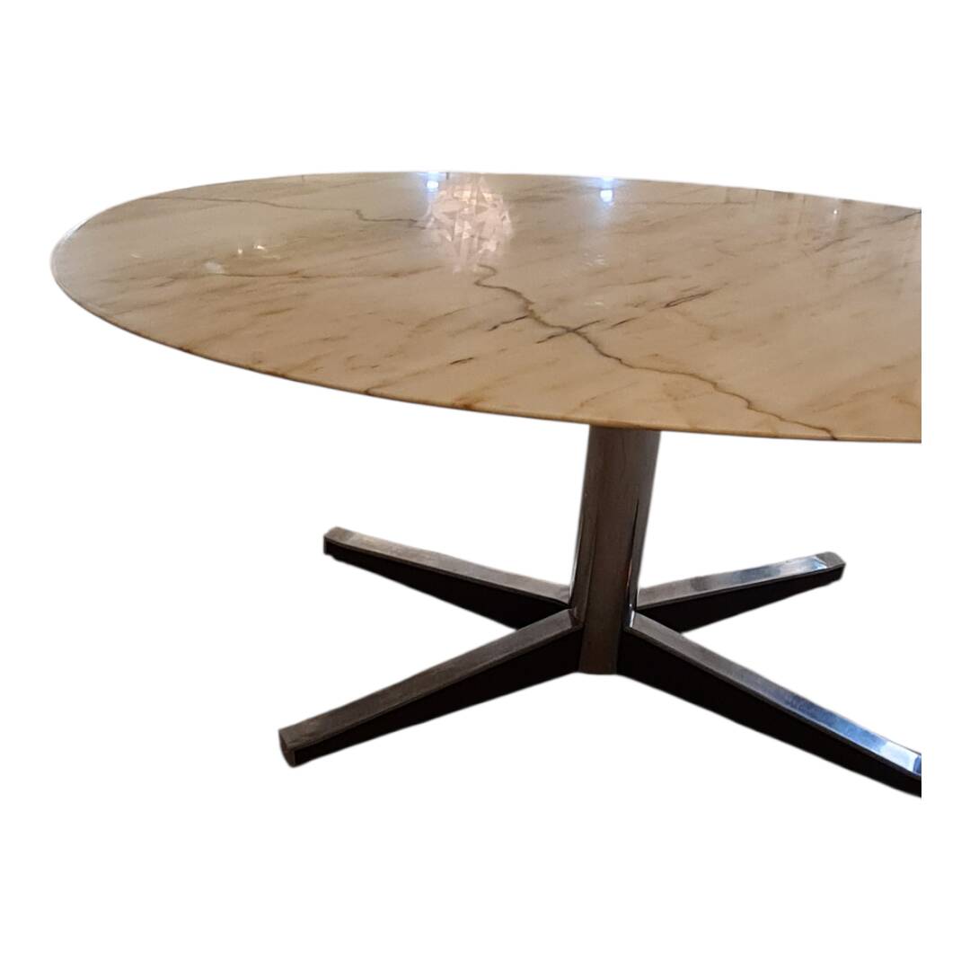 Oval marble dining table from the 1970s.