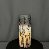 Multilayer cameo glass vase with acid-etched floral decoration.