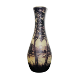 Multi-layer glass vase with acid engraved decoration