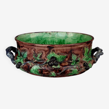 Planter slurry decoration of blackberries nineteenth century Loire region 40x26x14 cm SB195