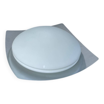 White glass and stainless steel ceiling light
