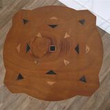 Pedestal table in wood and metal, handcrafted 1950
