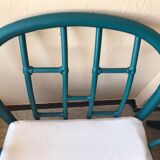 Pair of vintage blue rattan armchairs