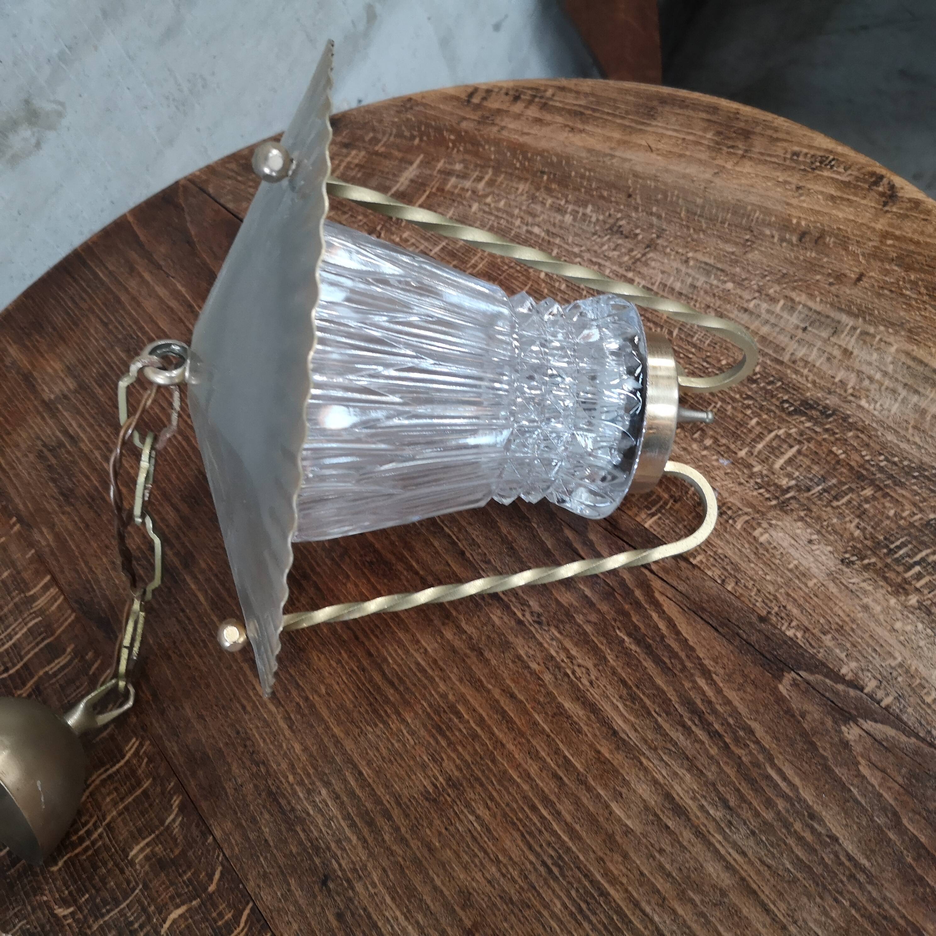 Brass lantern small chain pendant vintage entrance 1950