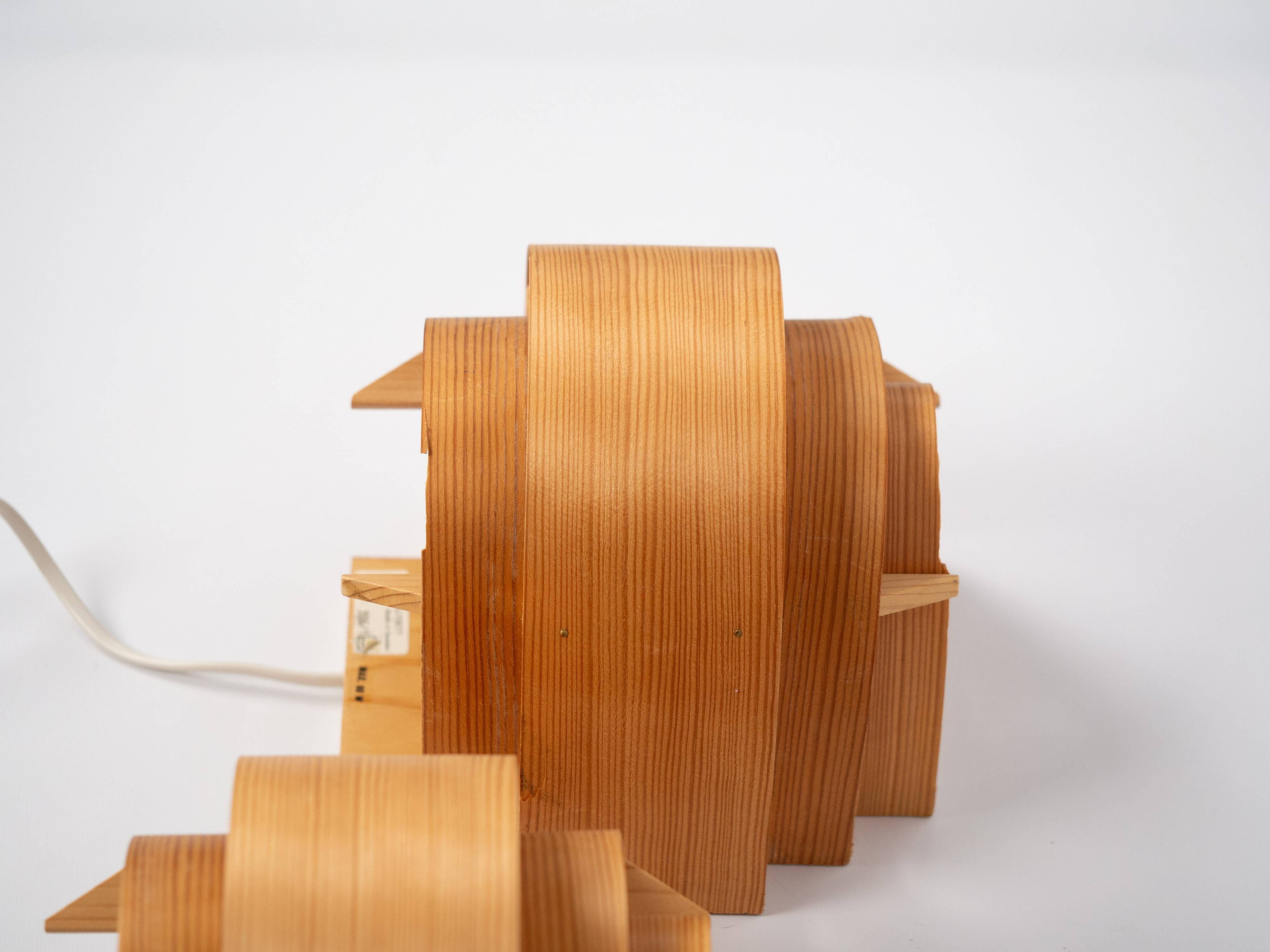 Pair of pine wood wall lamps V327 by Hans-Agne Jakobsson, AB Elysset, 1960s