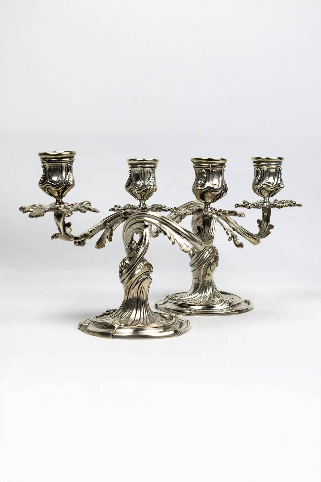 Pair of Christofle candlesticks 19th century – Trianon model silver-plated bronze
