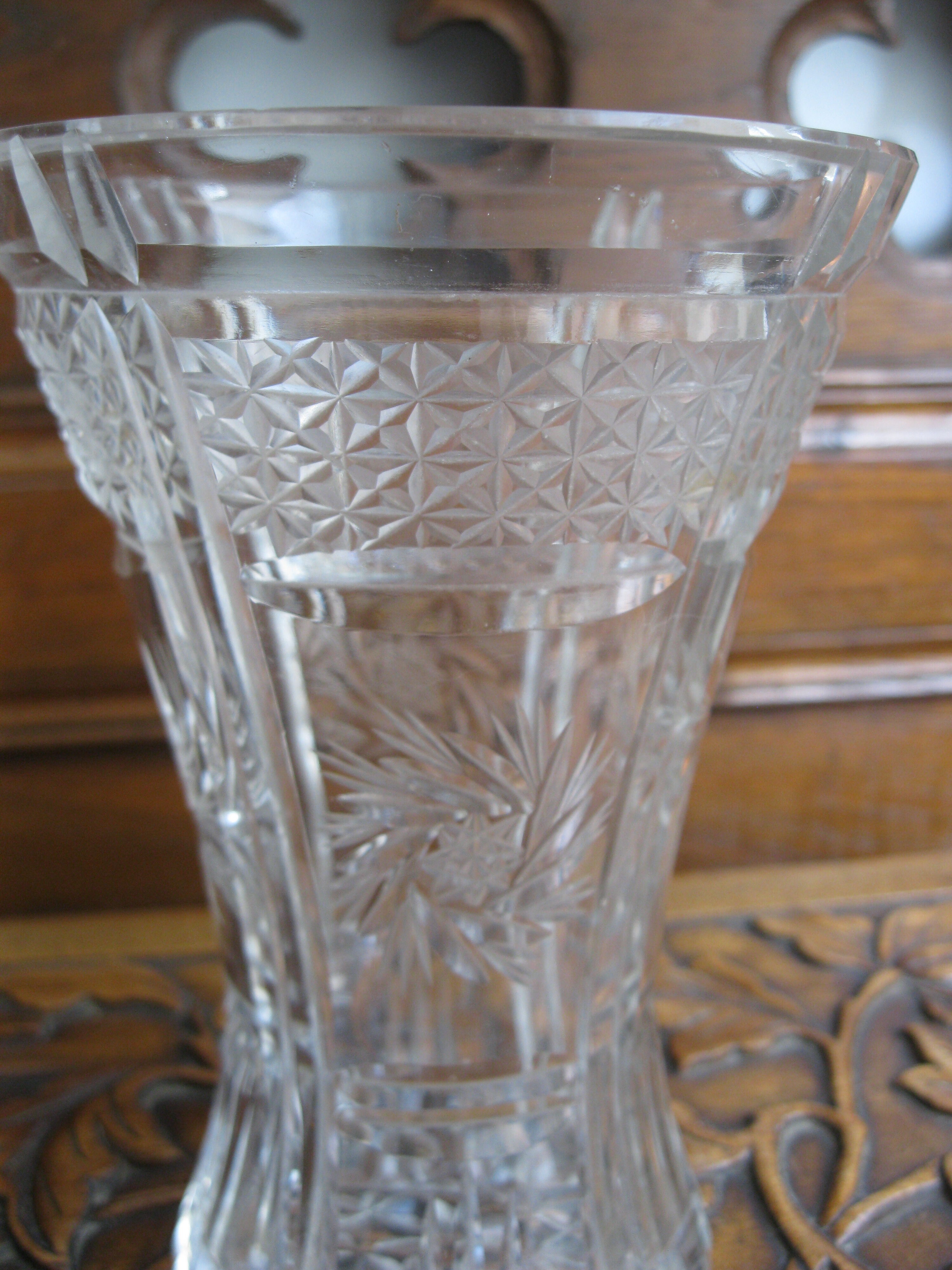 Art Deco cut crystal vase