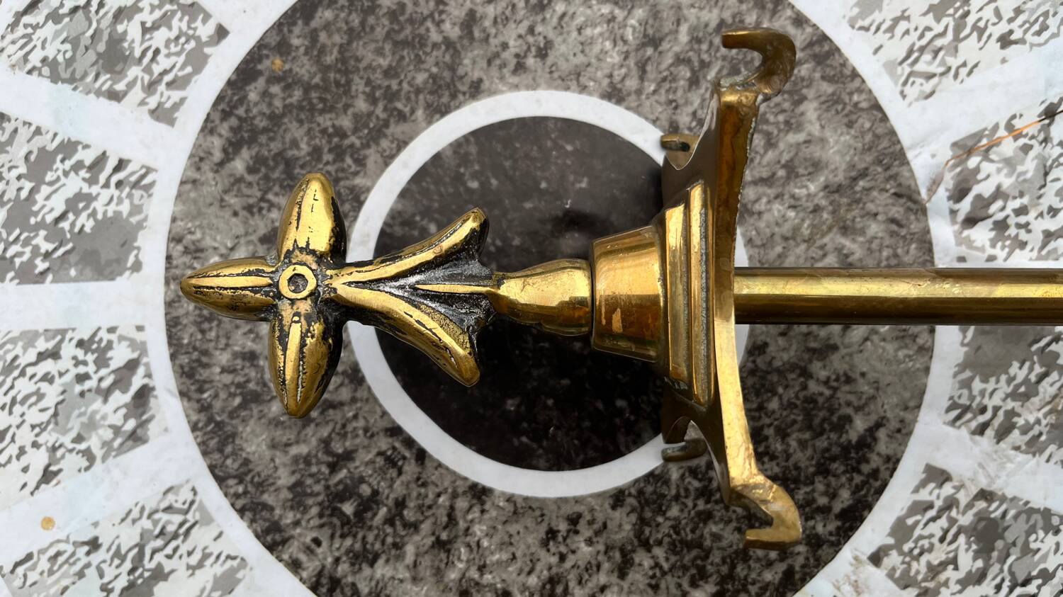 Old brass fireplace set