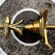 Old brass fireplace set