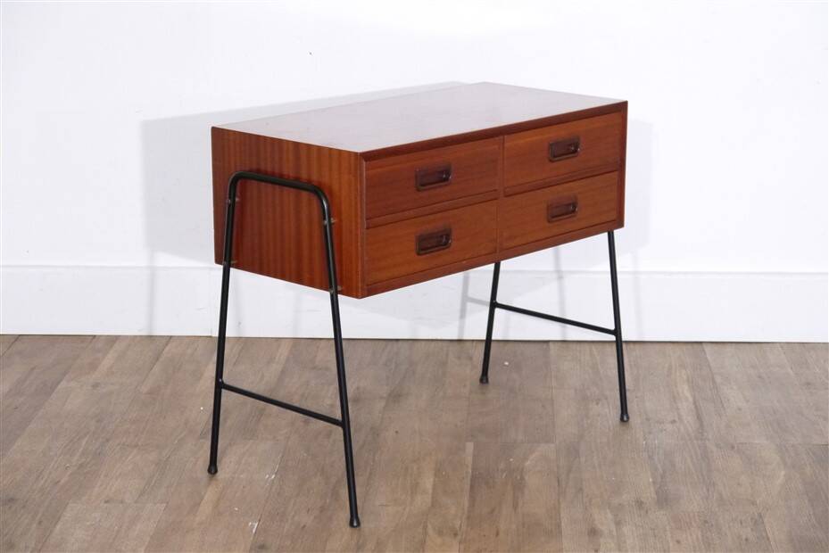 Scandinavian vintage console in teak and metal 1960