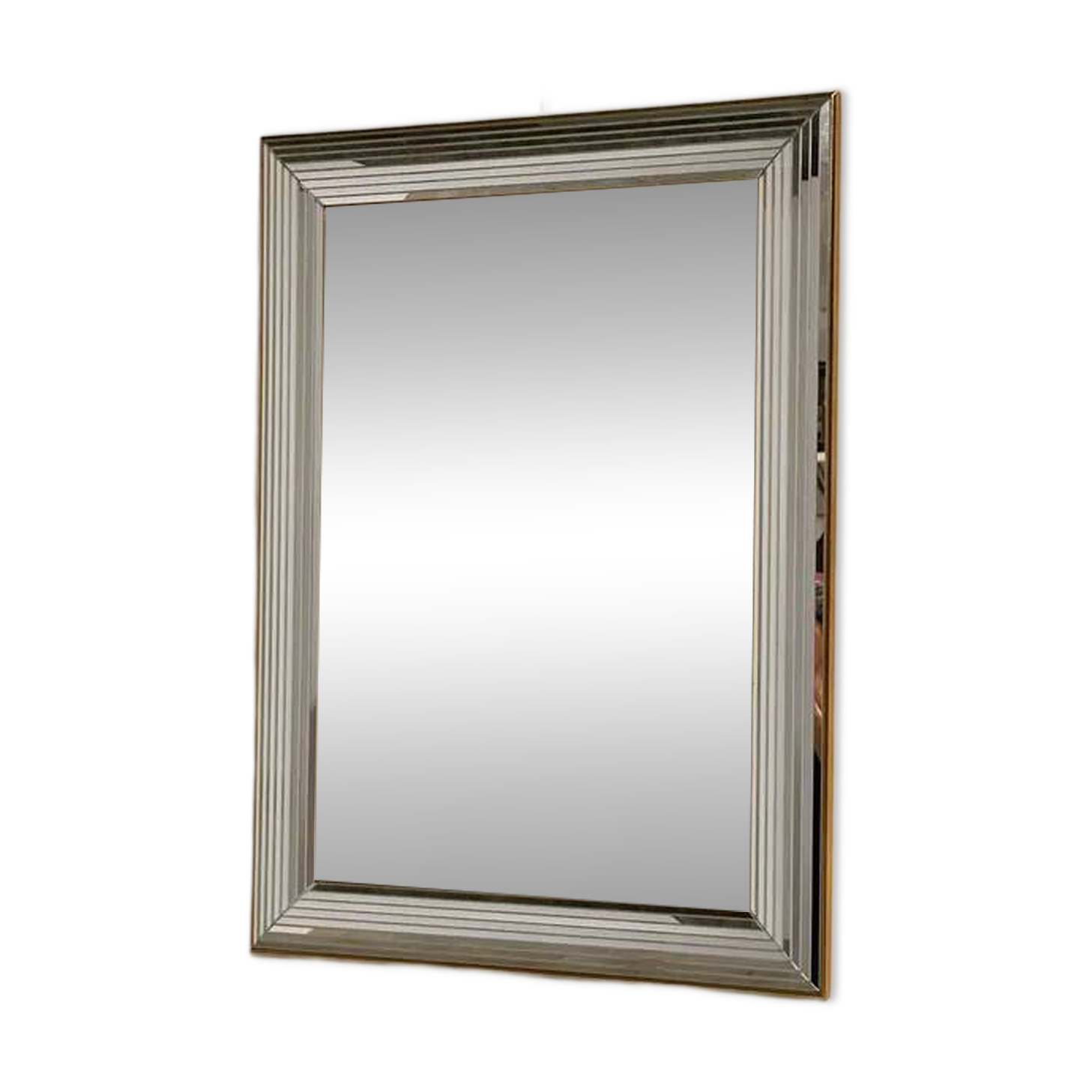 Vintage Disco Mirror Deknudt – Multi-Level Beveled Mirror Frame from the 1970s