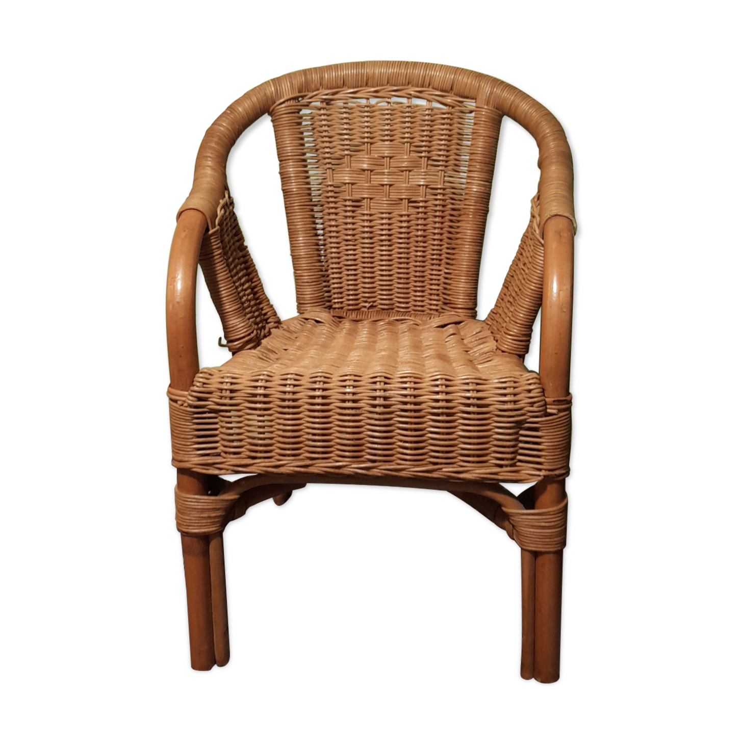Fauteuil en rotin/osier pour enfant - vintage 1970