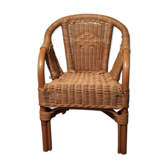 Rattan/wicker armchair for children - vintage 1970