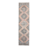 Tapis de couloir vintage turc bleu et saumon