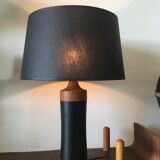Scandinavian Teak an Leather Mid-Century Table Lamp, 1950s