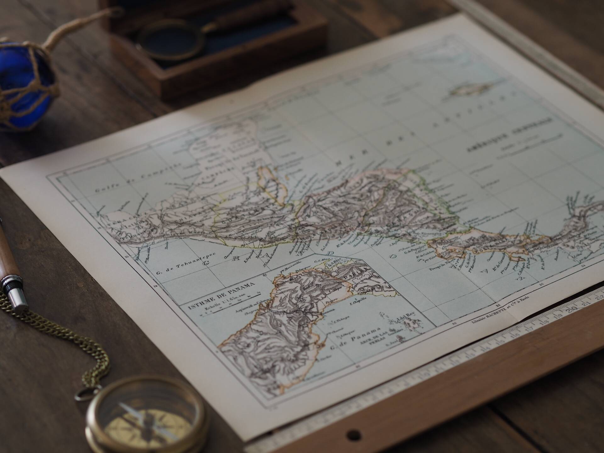Central America, old map 1887 – Vintage geographical map.