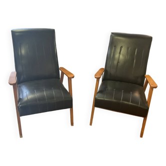 Pair of skai armchairs