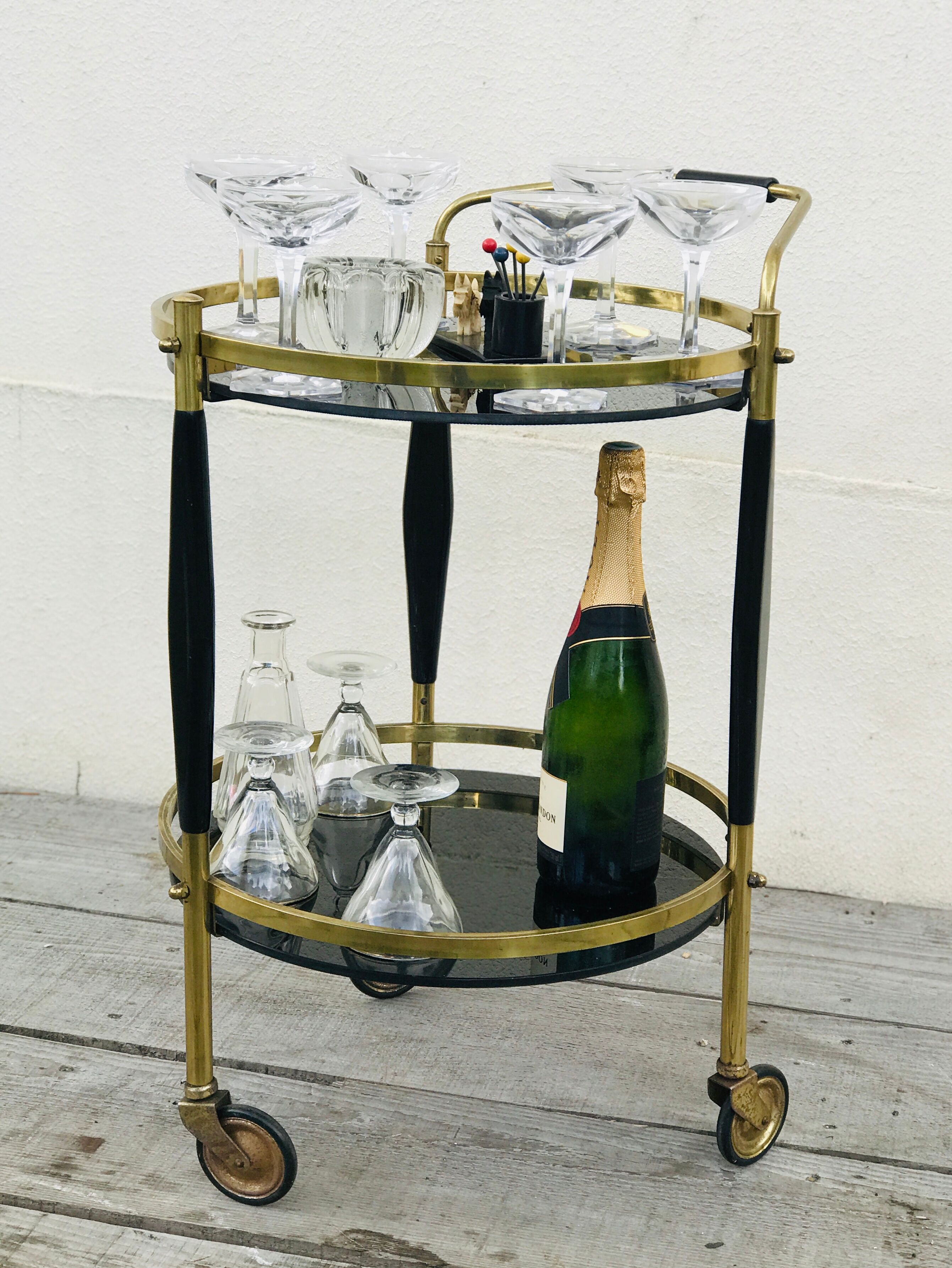 Trolley bar in vintage brass 60
