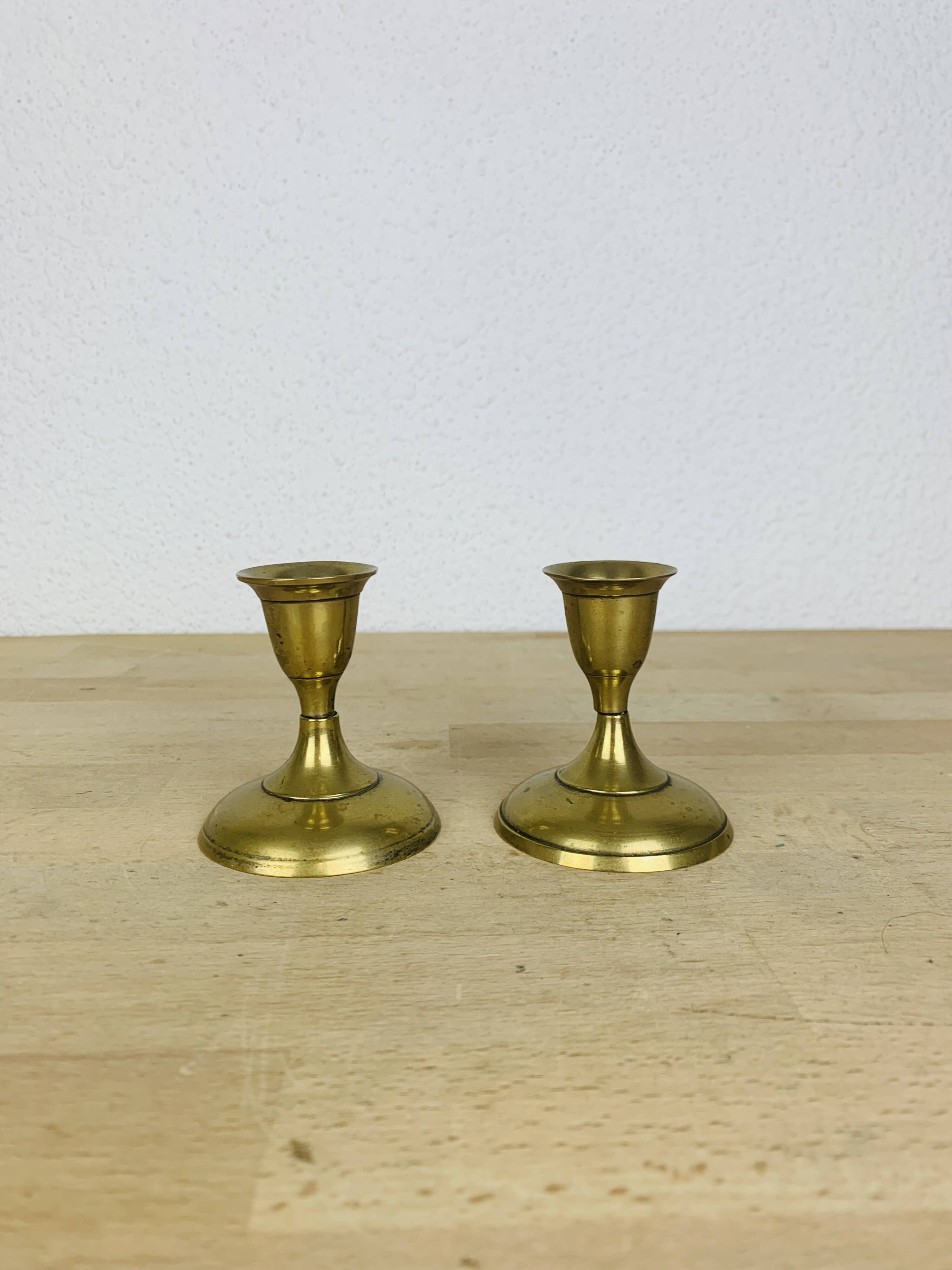 Pair of vintage gilded brass candlesticks