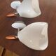 Vintage wall light pair; white opaline.