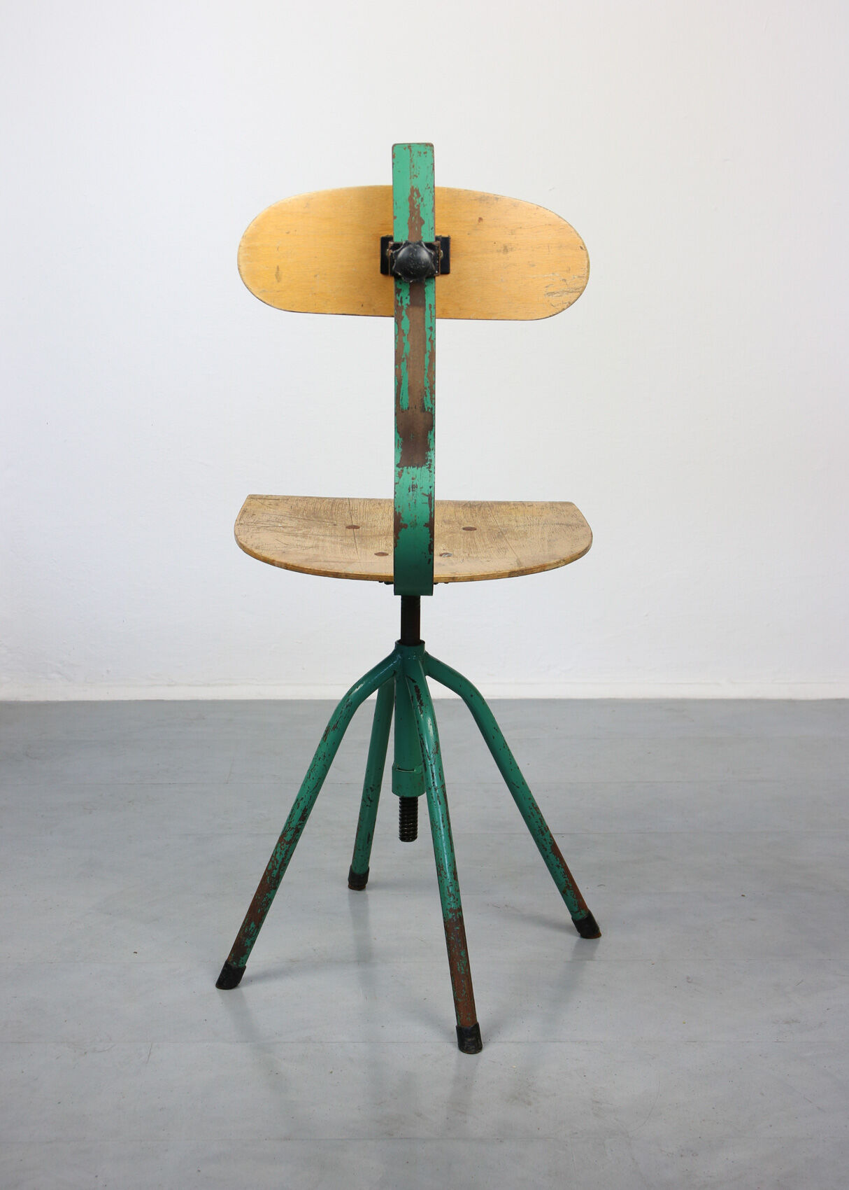 Set of 2 industrial mint green swivel chairs, 1960