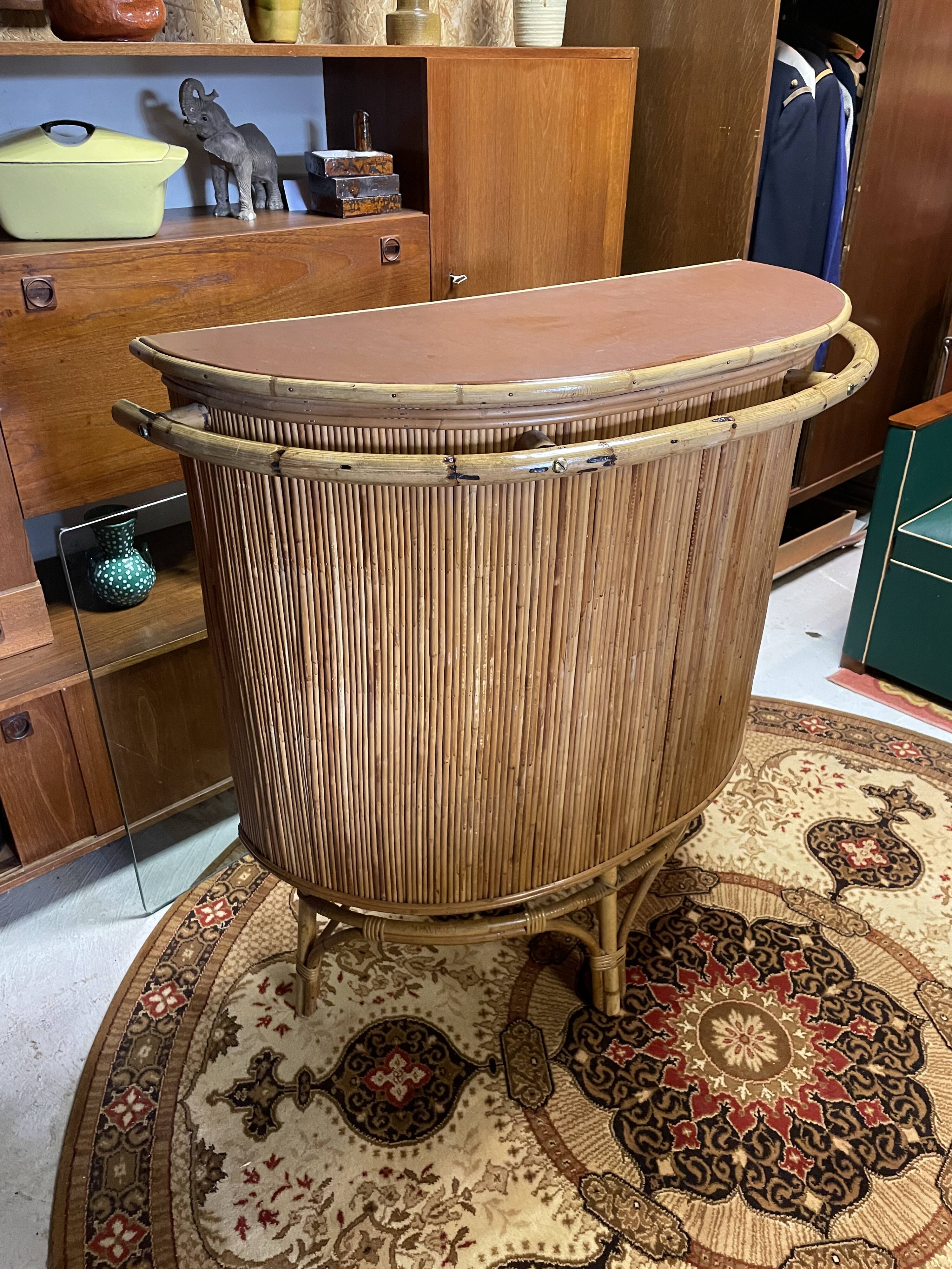 Rattan & bamboo bar vintage year 50/60