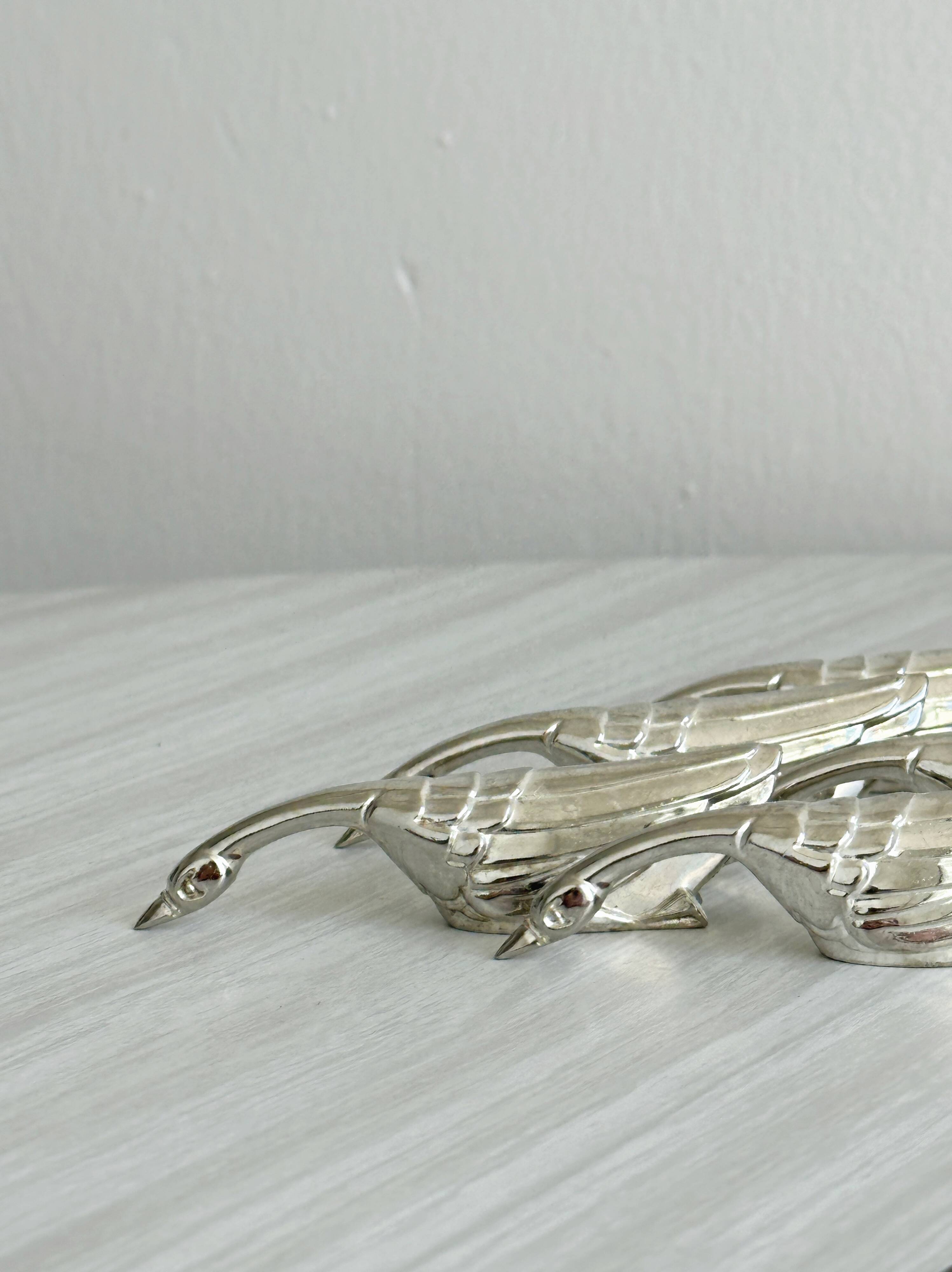knife holder goose set of 6 metal