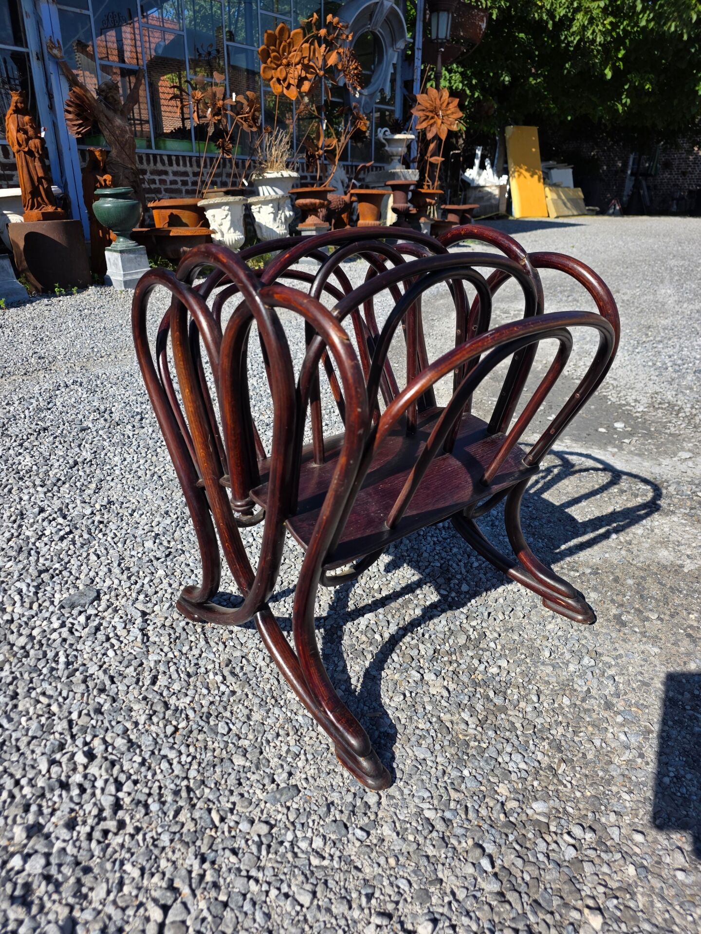Thonet curved wood magazine rack Art Nouveau
