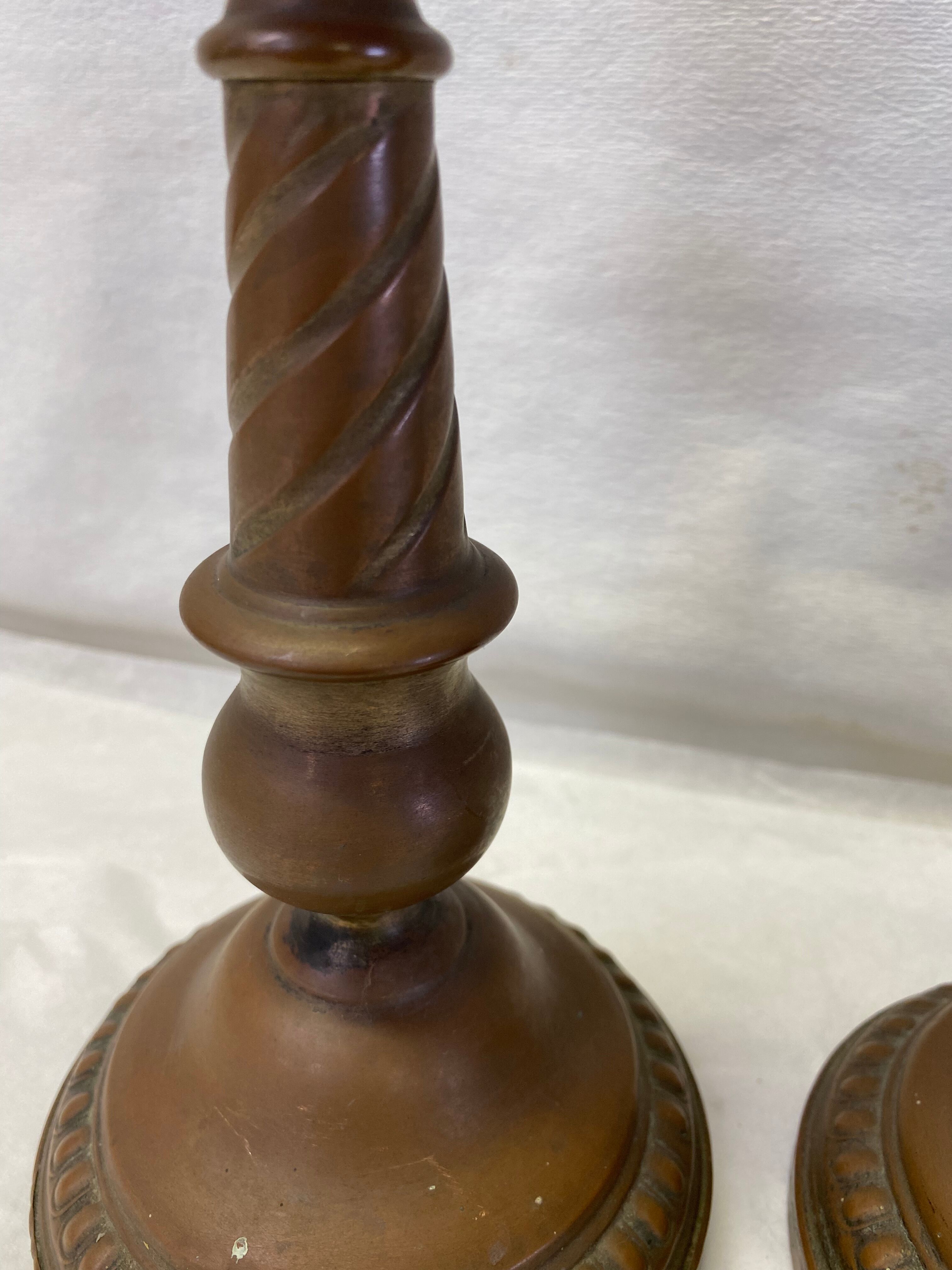 Pair of brass candle holders