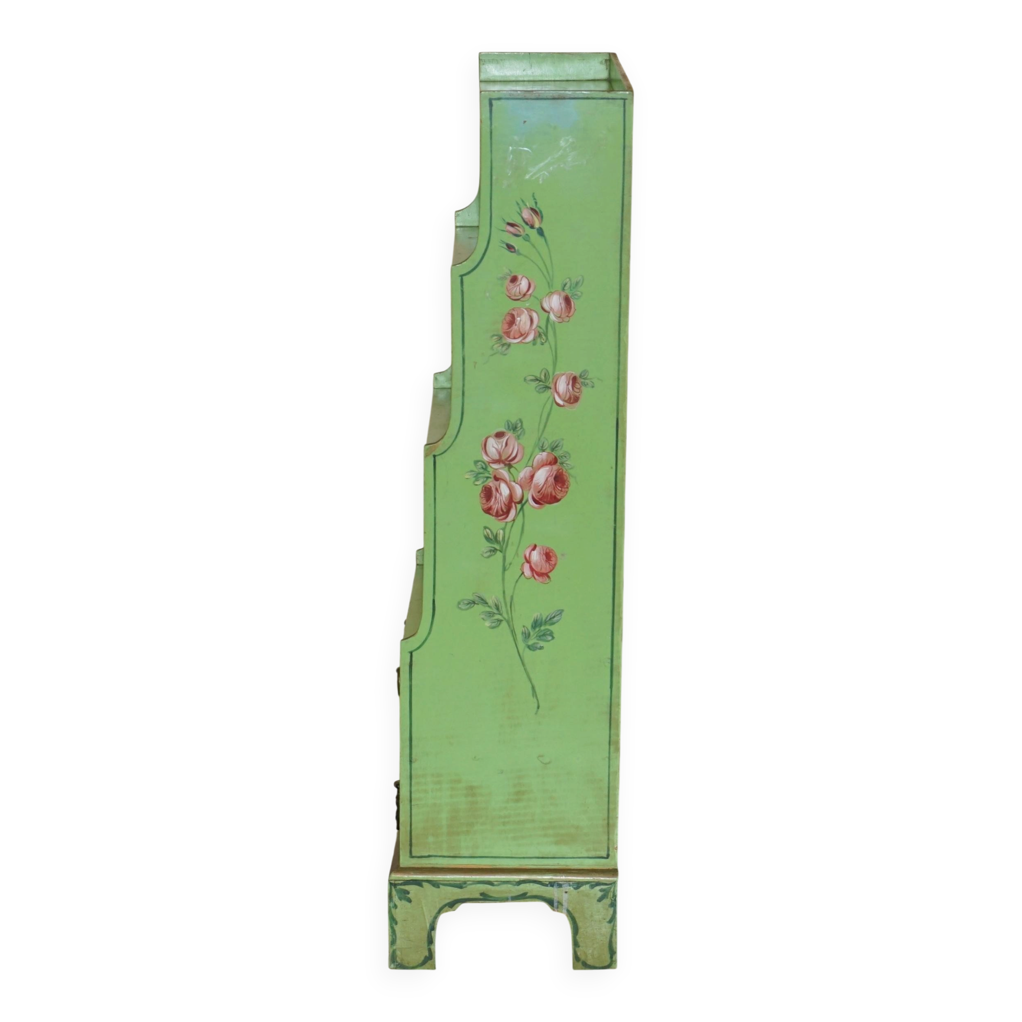 Pair of Waterfall Regency Sheraton antique bookshelves hand-painted.