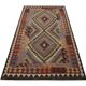 Geometric Tribal Kilim Rug, Handmade Wool Rug in Earthy Browns 104 x 188 cm