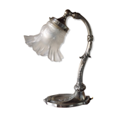 Lampe de bureau ancienne, vers 1900, en bronze argenté