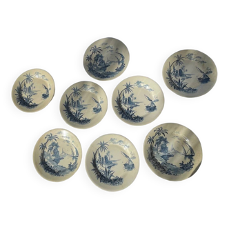 Set of 8 Gien plates Views of the Orient circa 1880