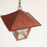 Amsterdam School style butterfly lantern in hammered sheet metal and glass, 1940s