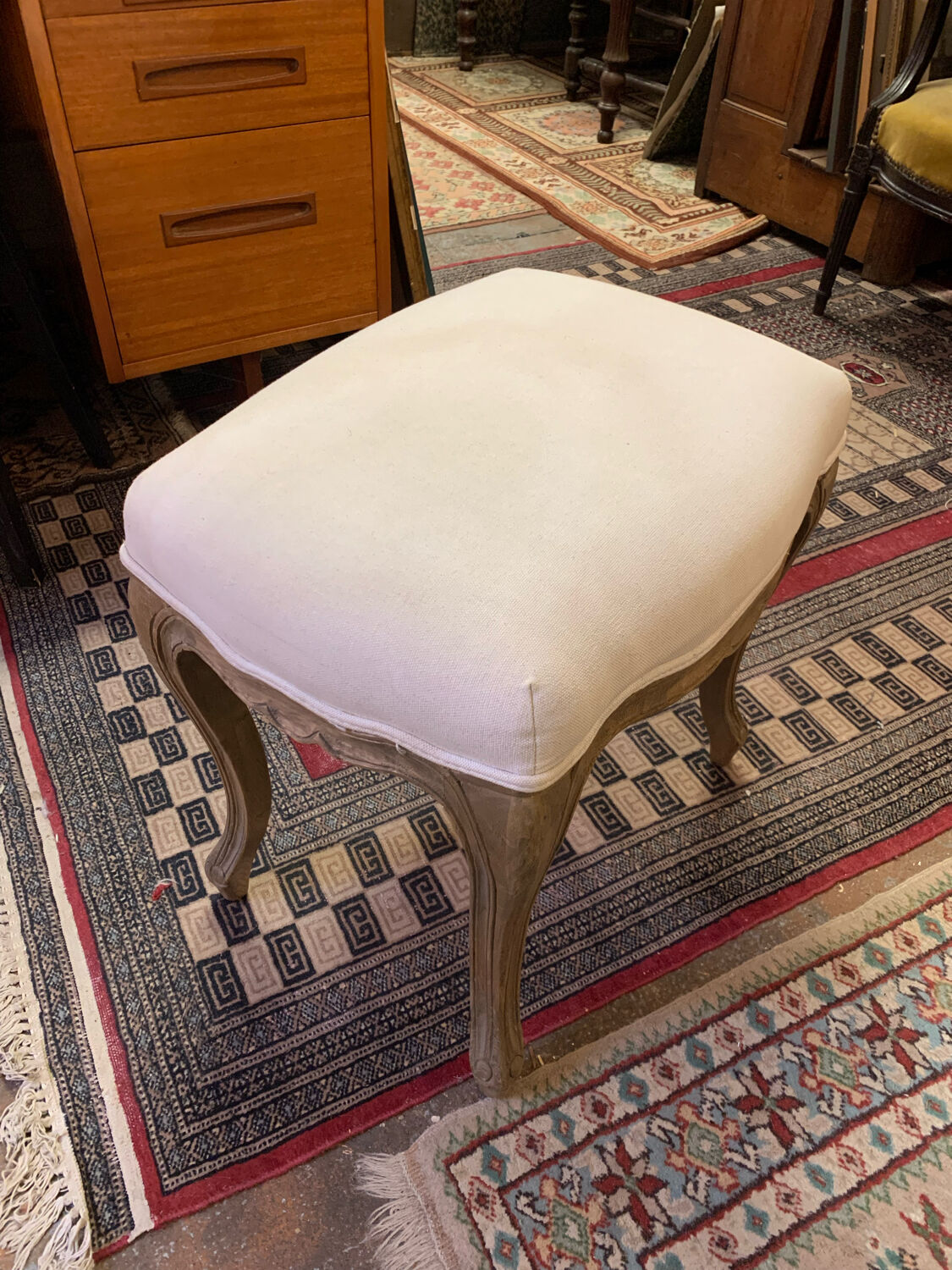 Pair of beige stool Louis XVI style