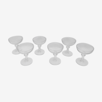 Set of 6 glasses of glass champagne