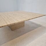 Italian Square Coffee Table in Travertine, 1980s