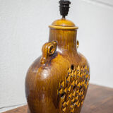 vintage enamelled terracotta lamp, table lamp, lampshade lamp, pottery, home decor, lamp