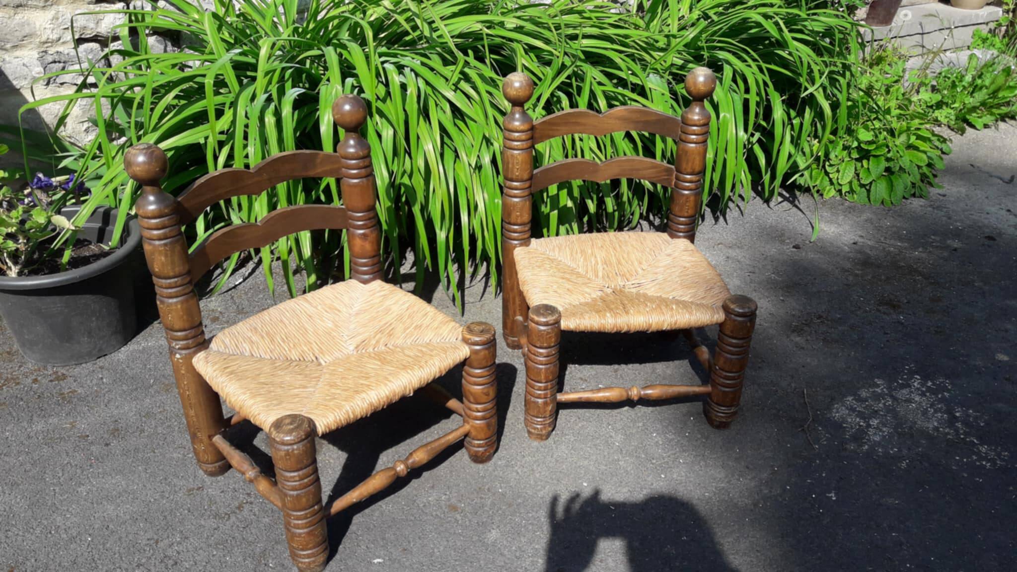 Chaise de cheminée ancienne style Charles Dudouyt années 40