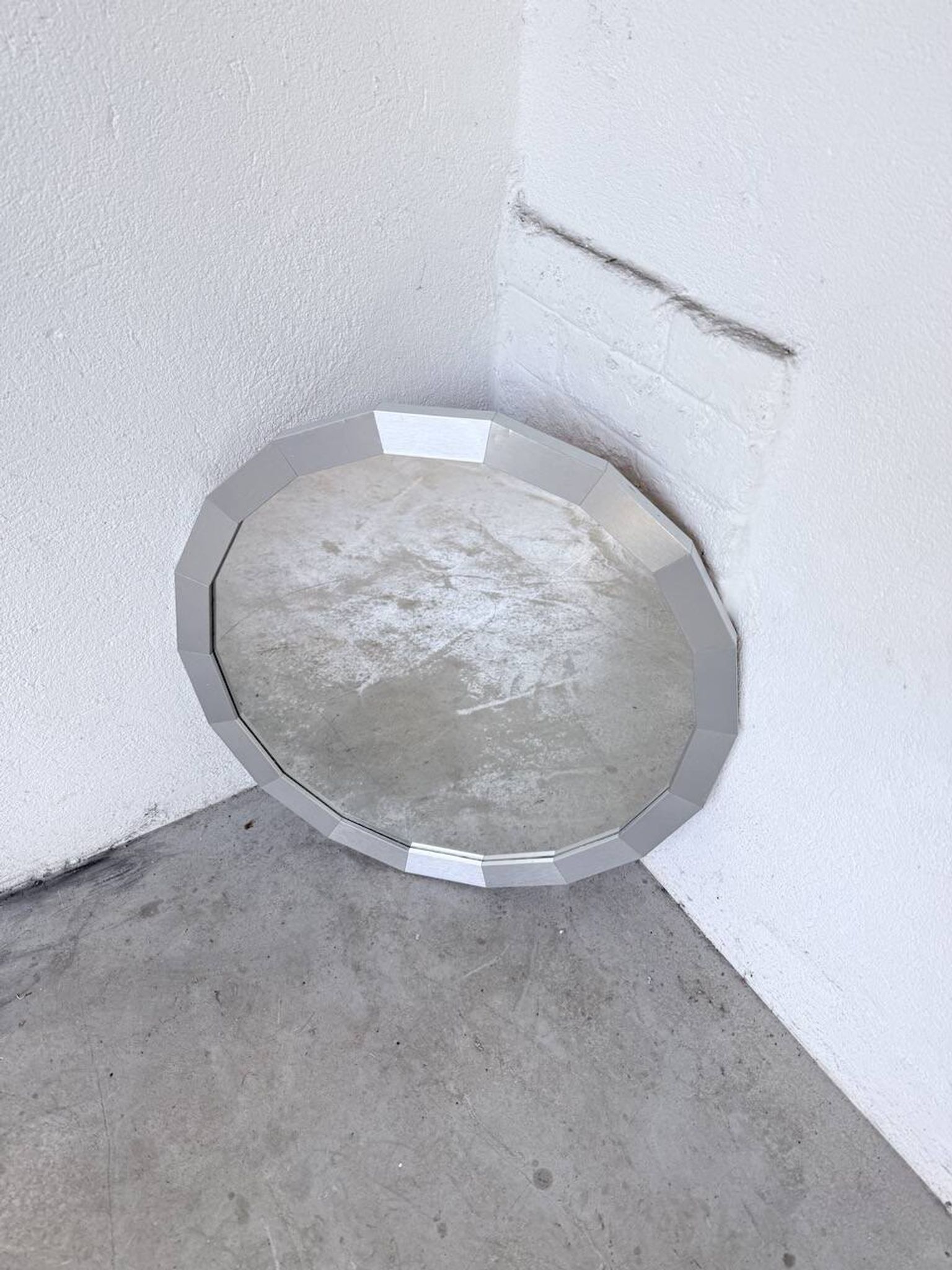 Miroir hexagonal métal brossé 1970