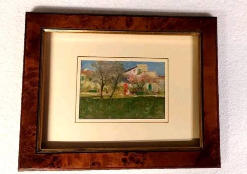 Landscape Painting Oil on Panel Early 1900s Italy Antique Painting