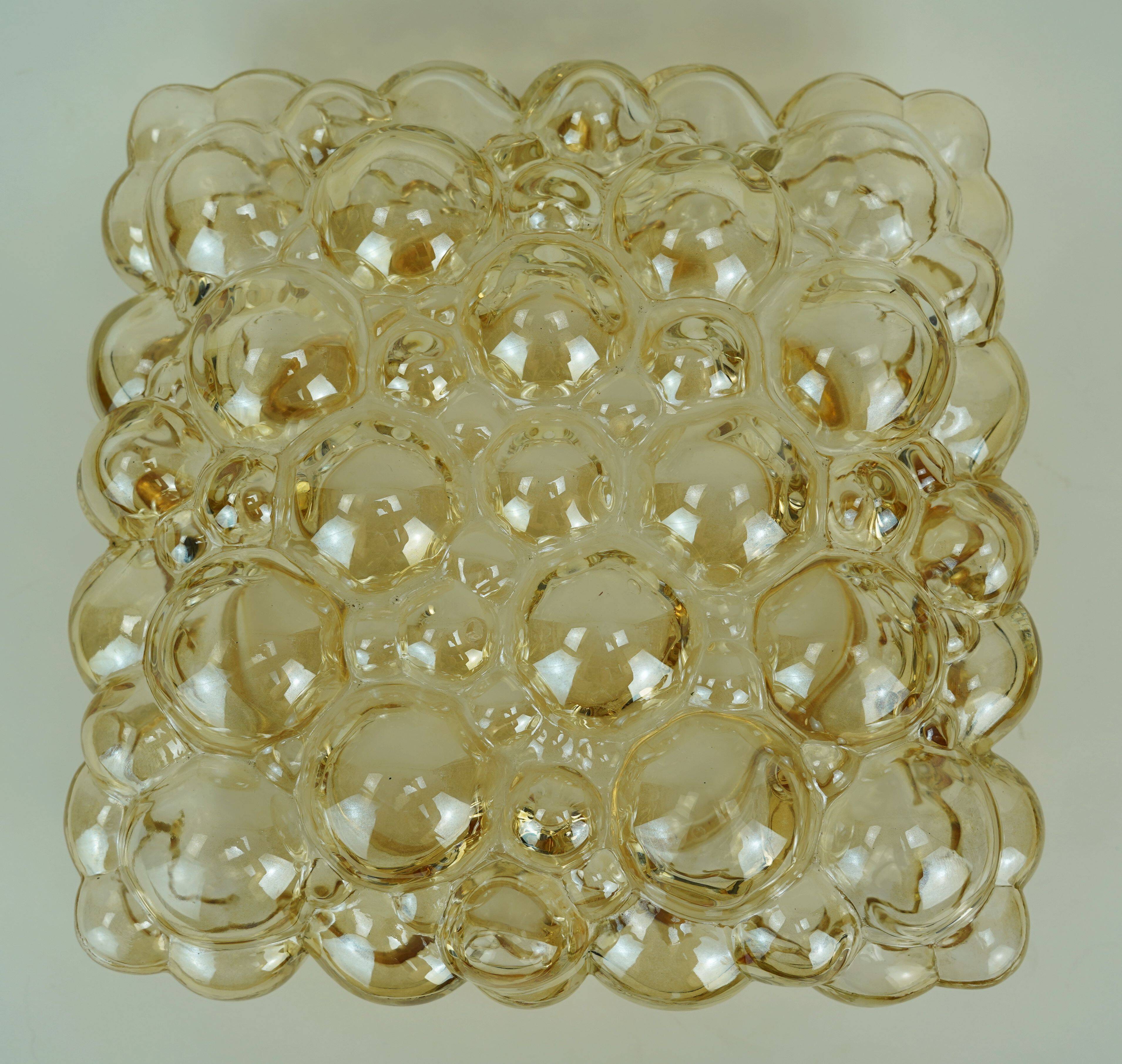 large mid century modern 1960's 1970's bubble amber glass CEILING LIGHT