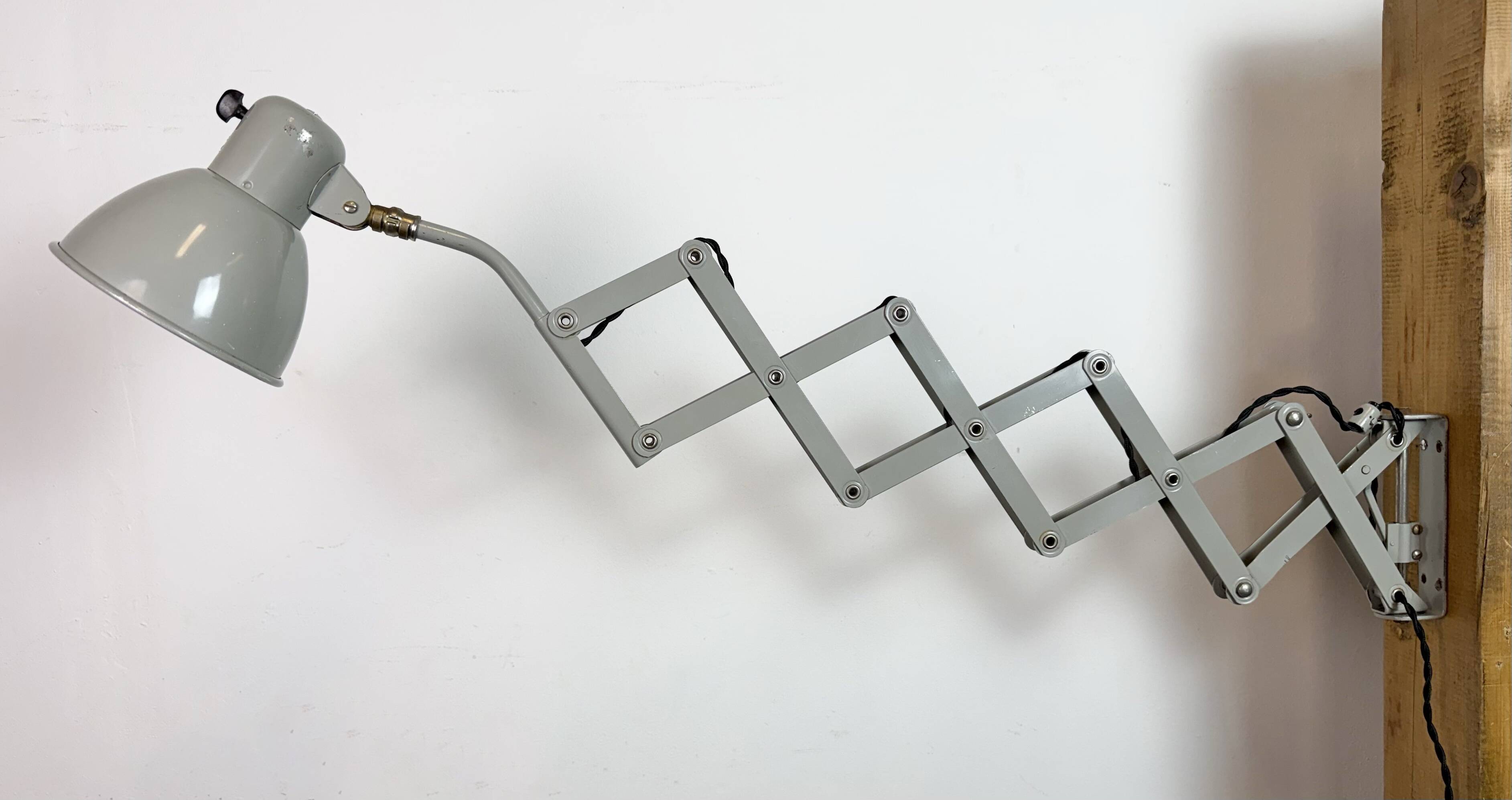 Grey German Industrial Scissor Wall Lamp from SIS, 1960s