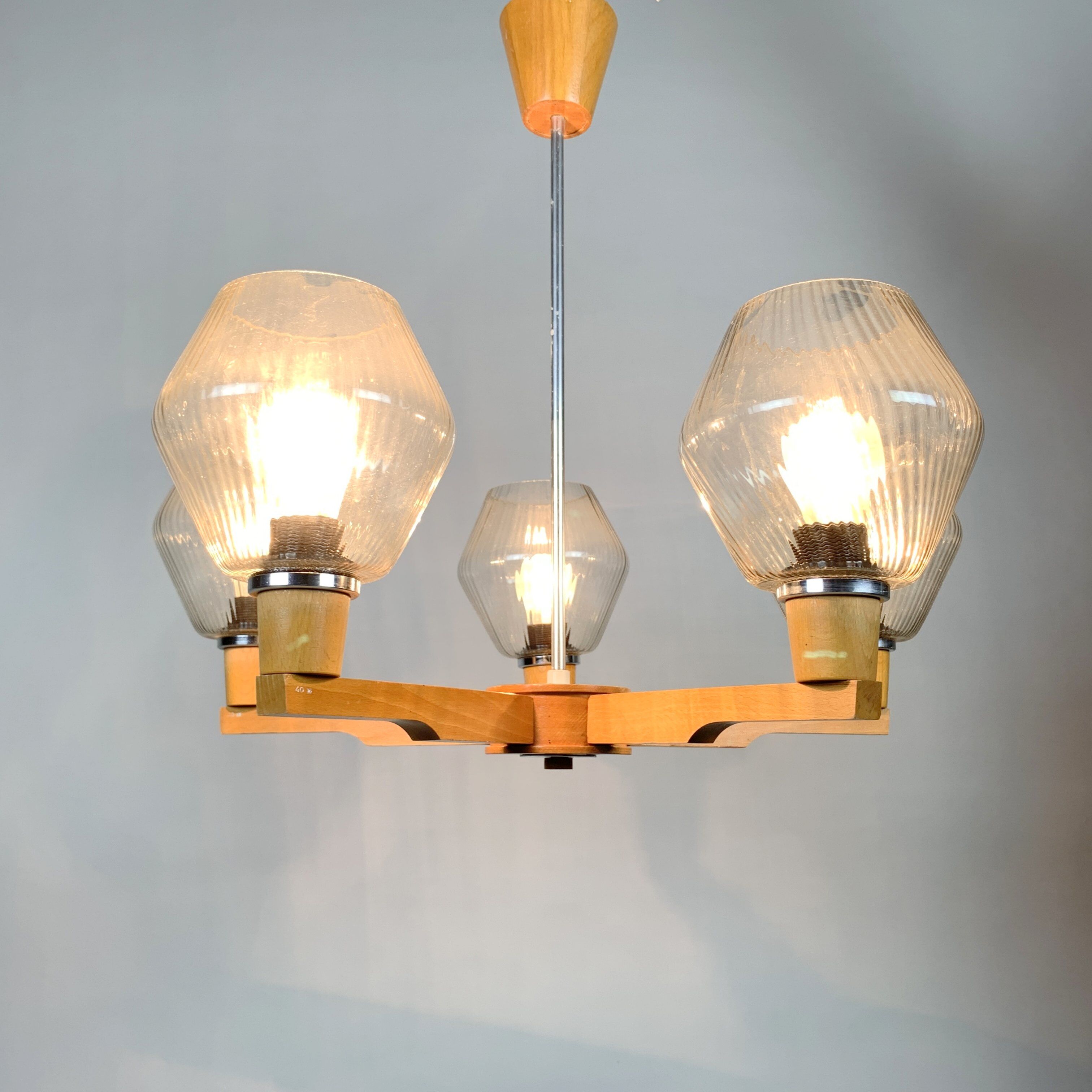 Chandelier from Drevo Humpolec, Czechoslovakia, 1970