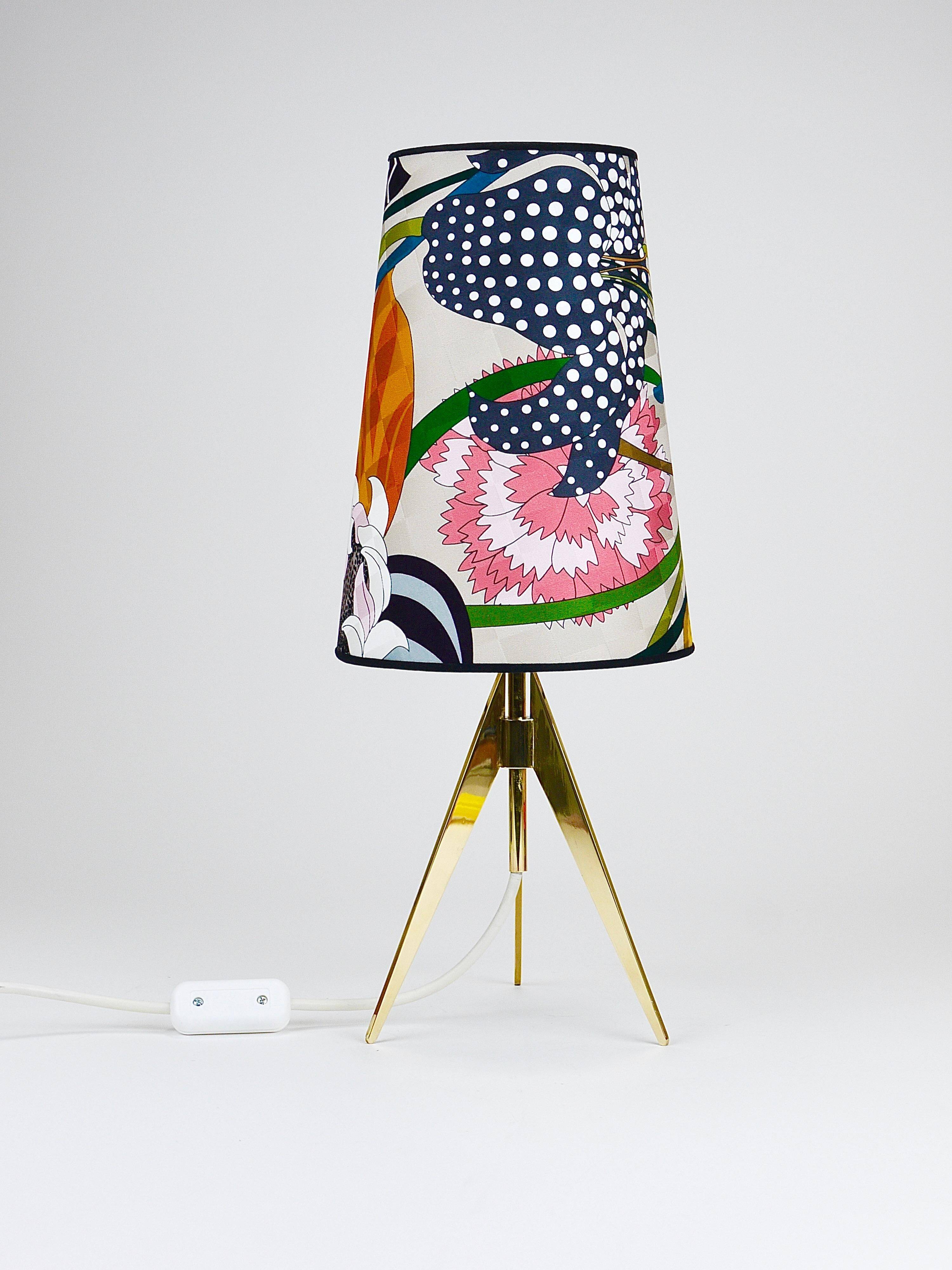 Adjustable tripod table lamp in brass Missoni x Kalmar Vienna, Austria, 1950s