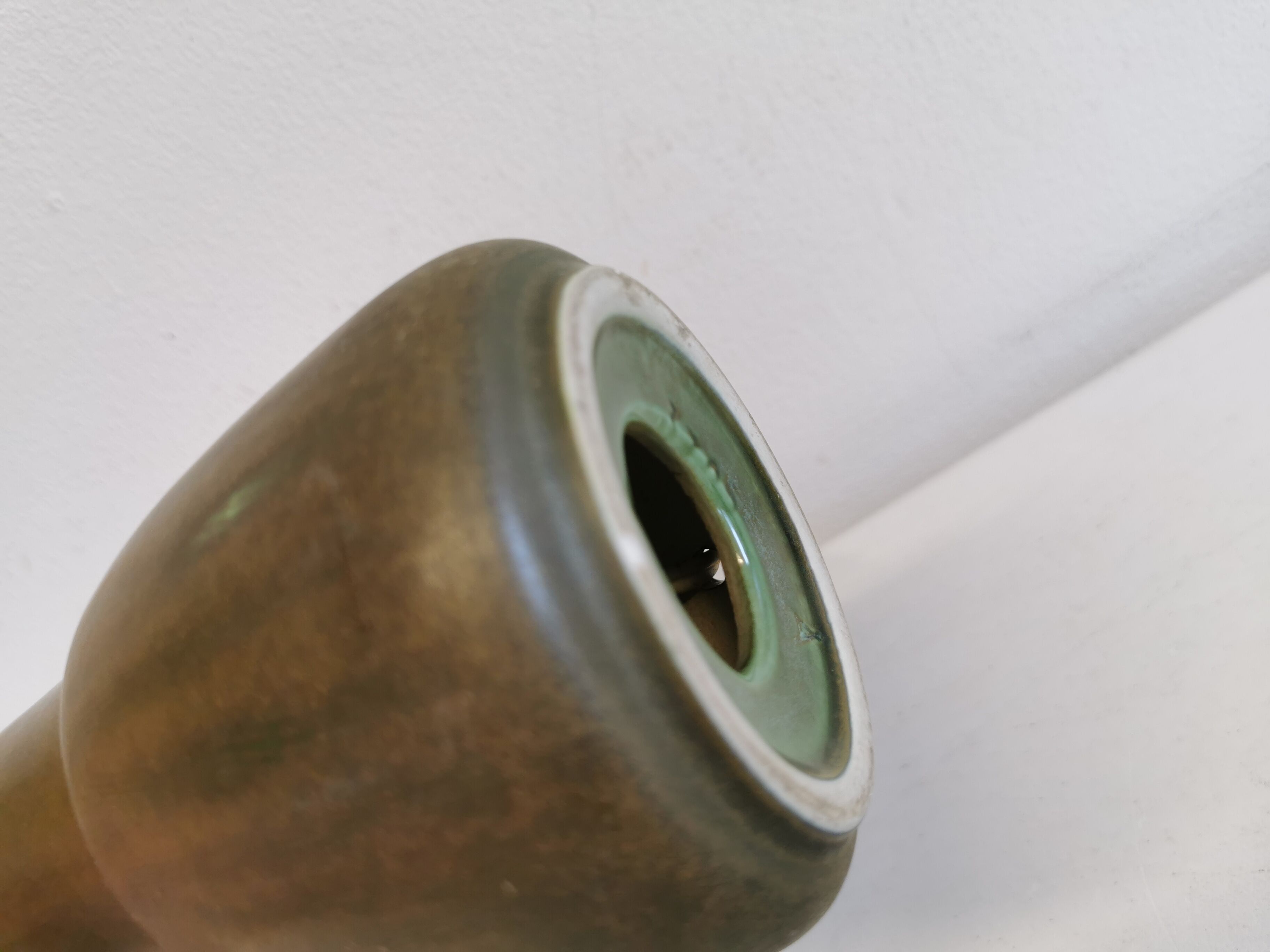 Danish green/brown ceramic table lamp, estimated 1960s.