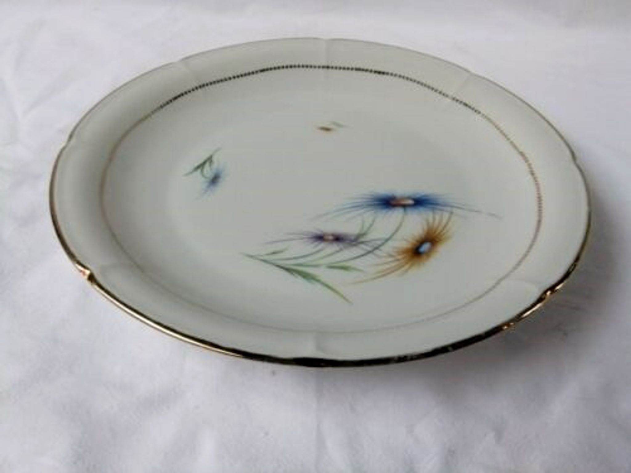 Old dish porcelain of limoges Vierzon gilding vintage flowers table service