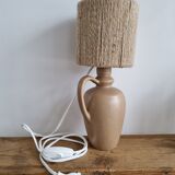 Lampe gres vintage abat jour corde