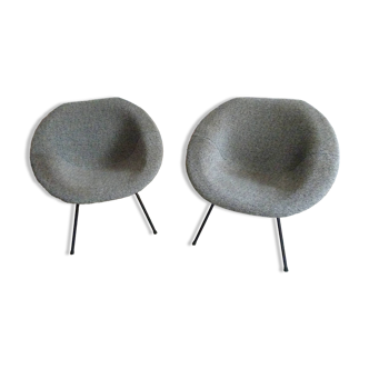 Pair of Claude Vassal shell armchairs