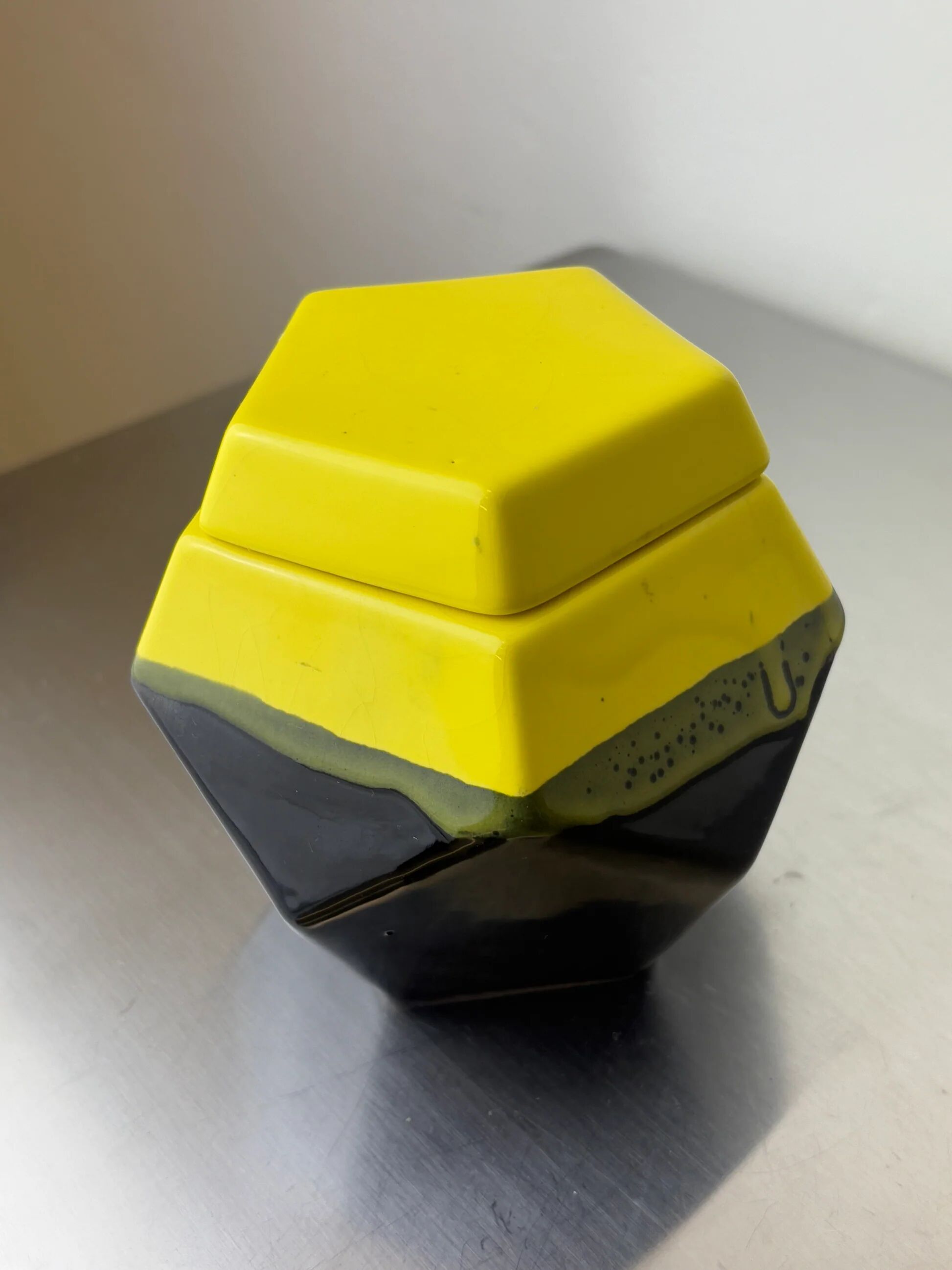 German 1970s geometric cigarette box in ceramic